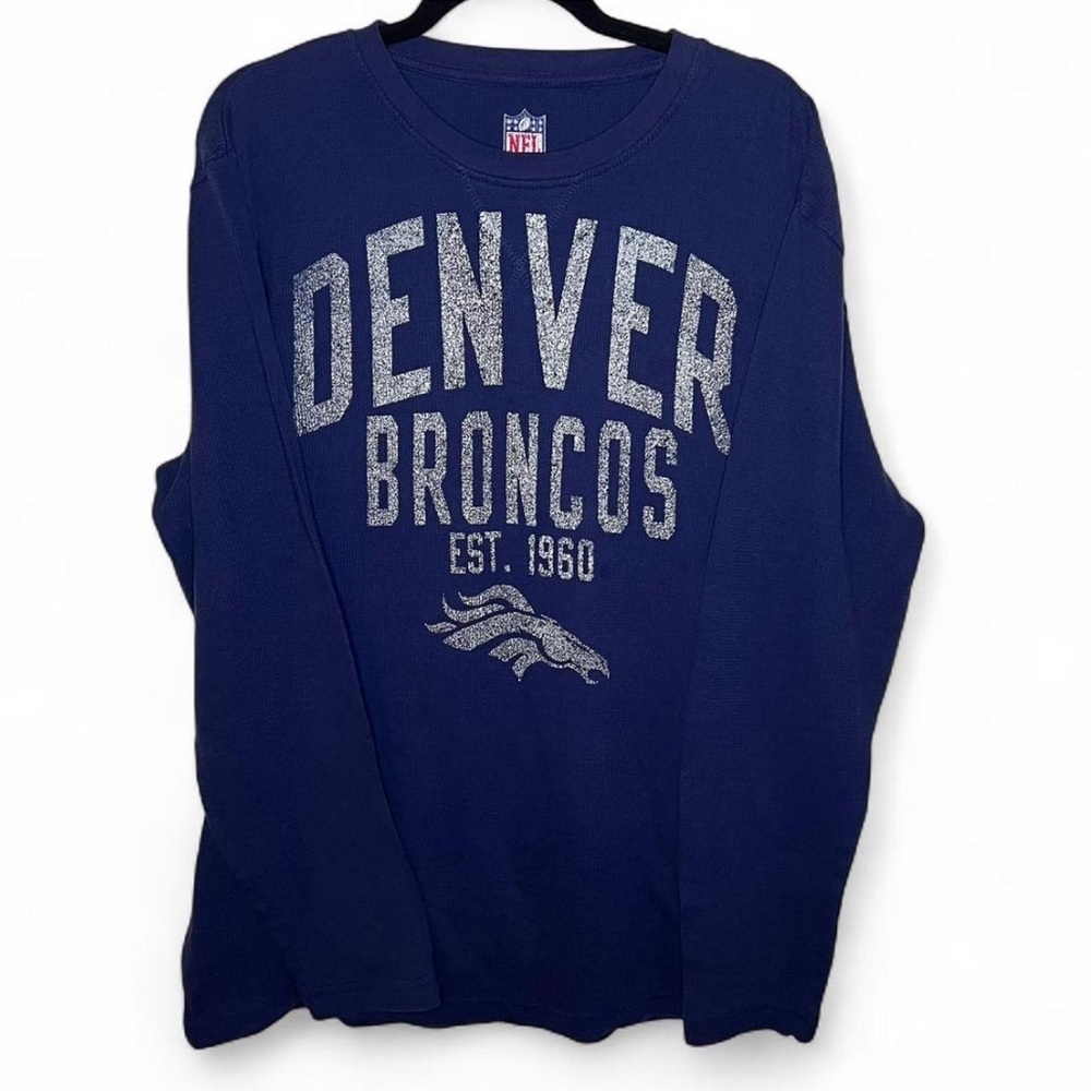 NFL Denver Broncos Long Sleeve Shirt XL Navy | Vintage Team Tee